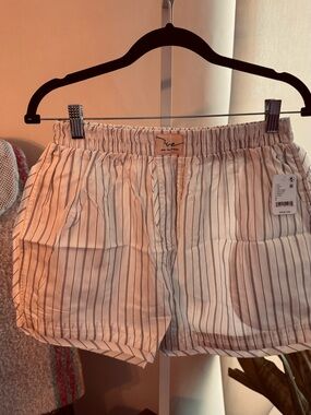 We The Free White Shorts with Navy Pinstripes
